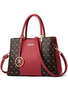 Women’s Dark Red Tote Purses Top Handle Satchel Shoulder Crossbody Tote Handbags